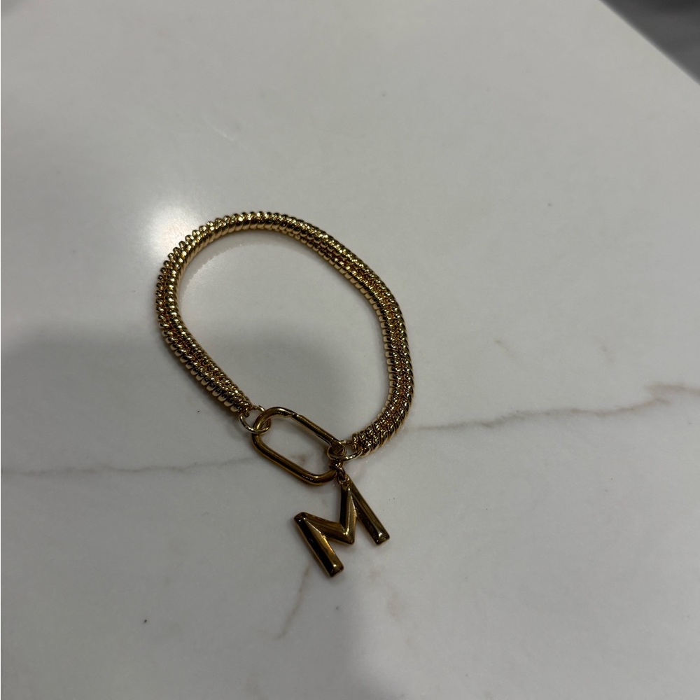 Anthropologie Gold 'M' Charm Bracelet